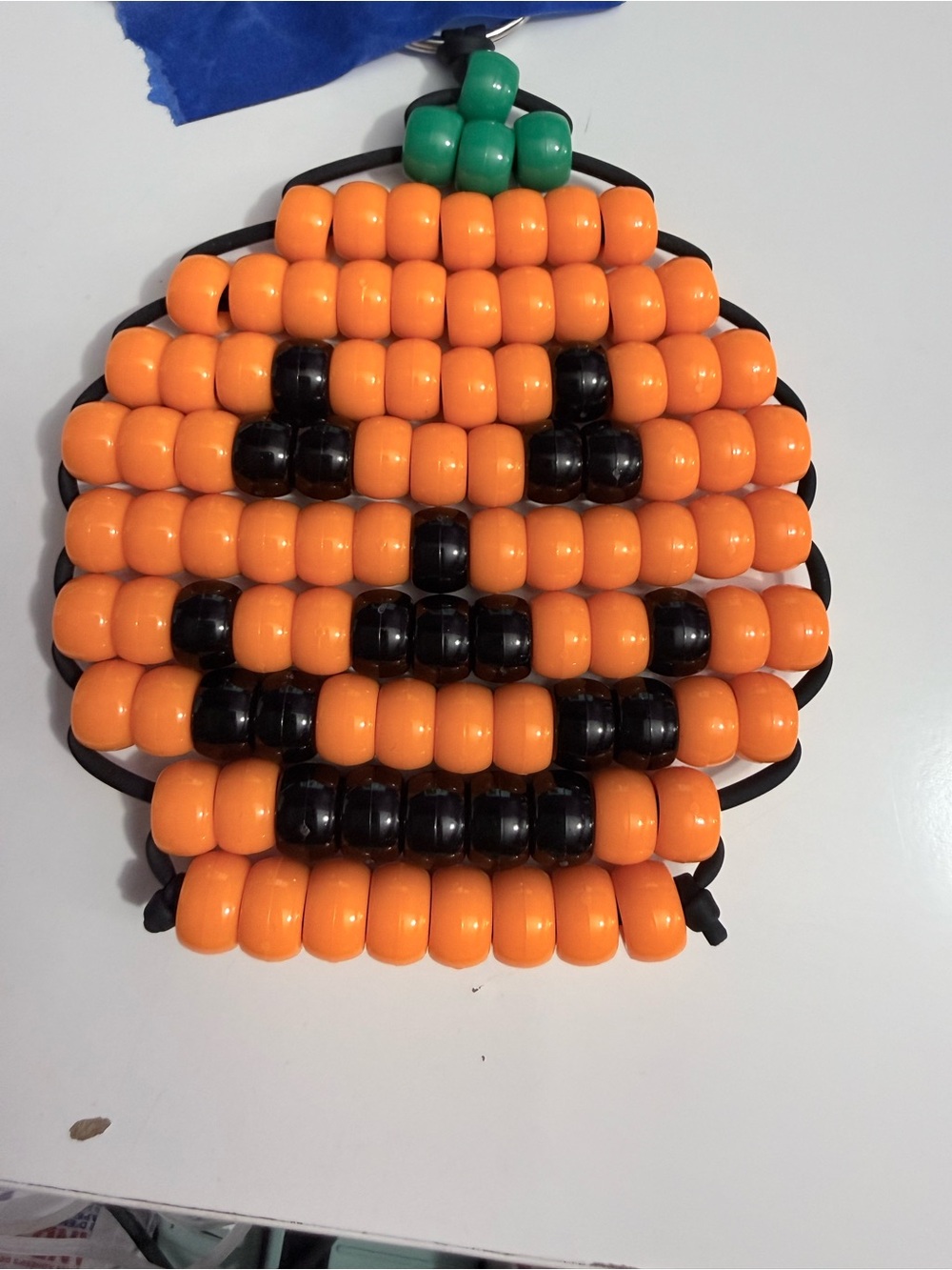 Kids Orange Pumpkin Bead Hair Accessory with Green Stem